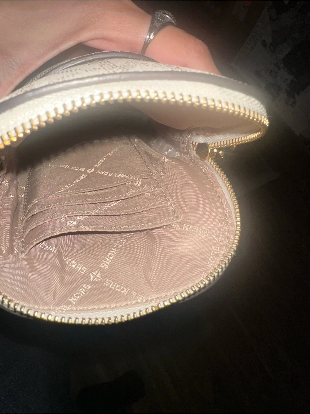 Michael Kors Beige With Gold Small Crossbody Bags Gently Used